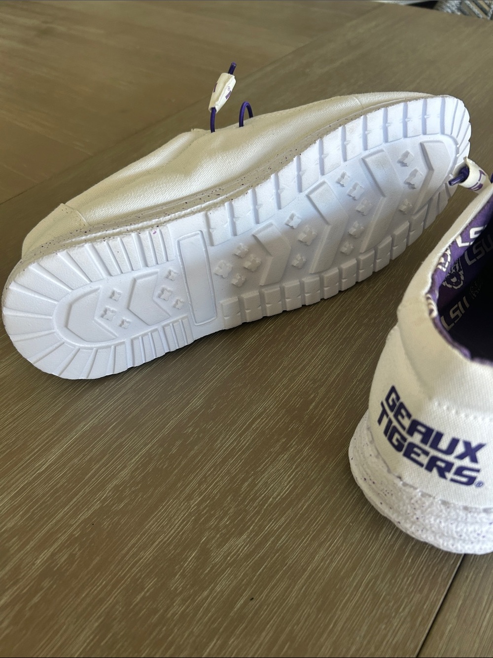 LSU White Canvas Slip-On Shoes with Purple Accents - Picture 6 of 6